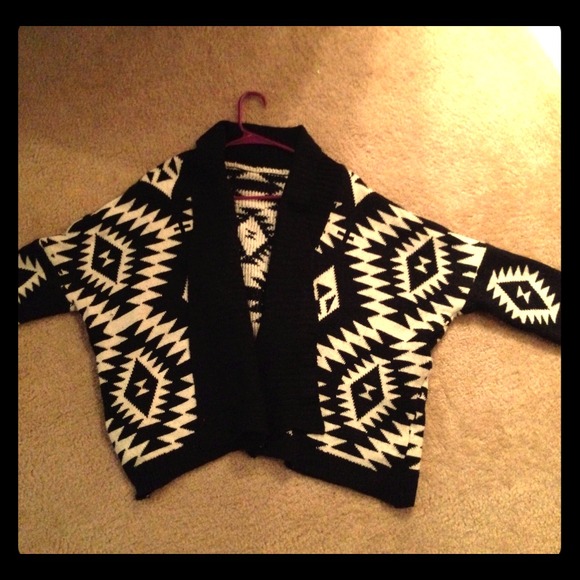 SOLD Black and cream tribal cardigan SOLD SOLD