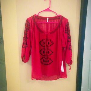 Red Anthropologie top