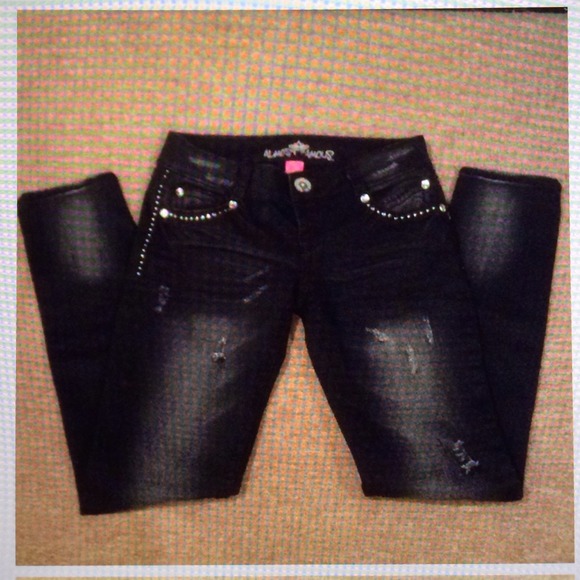 Black skinny jeans with stud and rhinestones - Picture 1 of 4