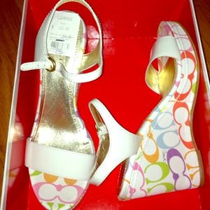 Beautiful coach signature wedge sandals