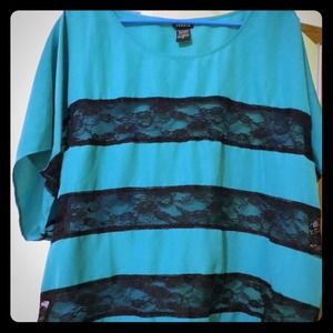 Chiffon and lace dolman top