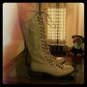 Never Worn Knee High Lace Up boots