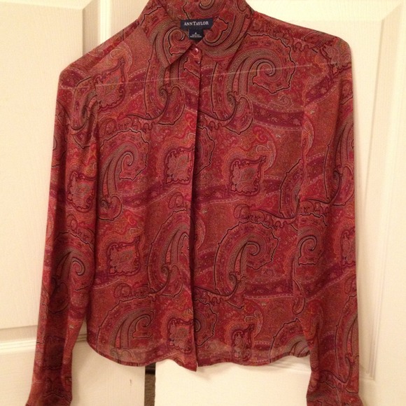 **SOLD** Pretty red paisley sheer blouse