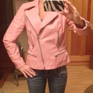 💕REDUCED$-Cool pink LEATHER jacket👎no trades