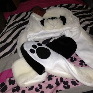 Panda scarf hat With pockets