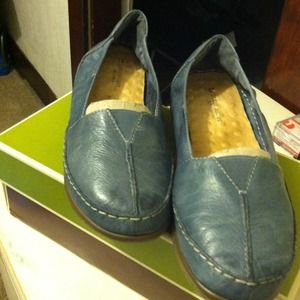 Denim blue flats