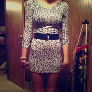 Grey & black cheetah print mini dress