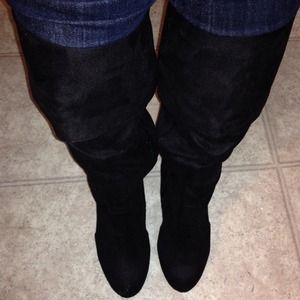 Black suede boots