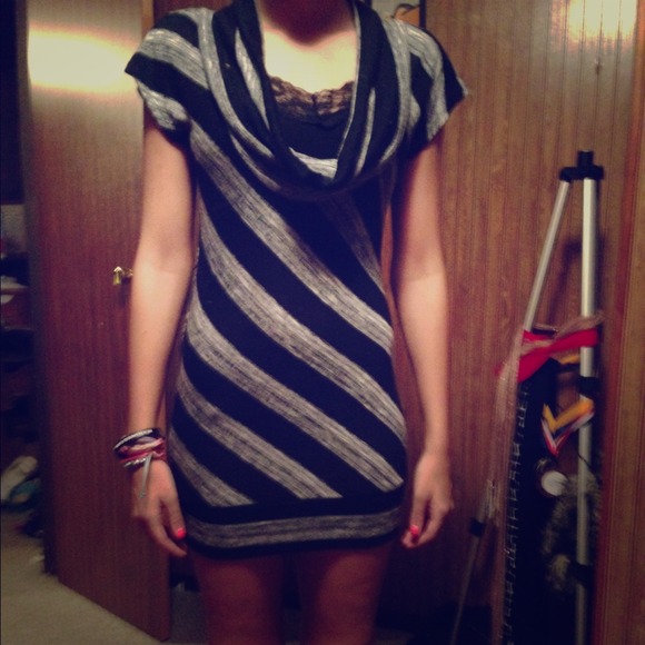 Grey & black sweater dress