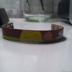 Leather fossil bracelet + hello kitty change purse