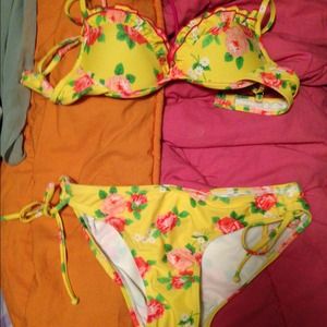 Yellow floral bathing suit