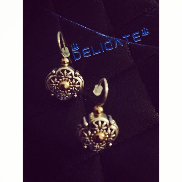 Reduced! Sterling silver earrings w/gold accents