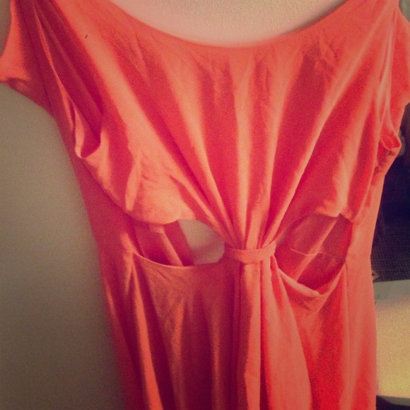 Orange high-low dress with cut outs!