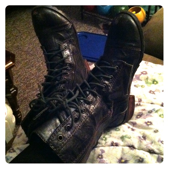 Combat boots, vs pink socks and bralette!