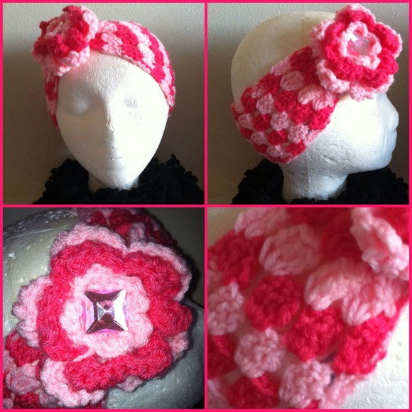 KNITTED HEADBAND BABYPINK & HOTPKNK