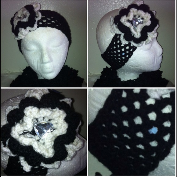 KNITTED HEADBAND BLACK AND WHITE