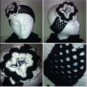 KNITTED HEADBAND BLACK AND WHITE