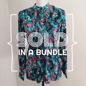 :: SOLD IN A BUNDLE :: Teal Watercolor Blouse