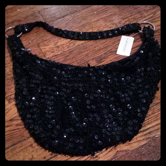 Sequined black purse