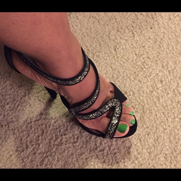 Black strappy sandal heels