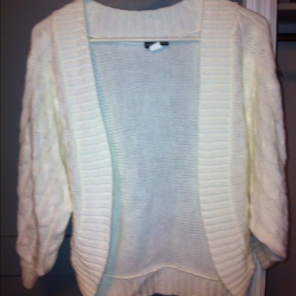 White cardigan sweater