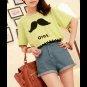 Neon green mustache tee
