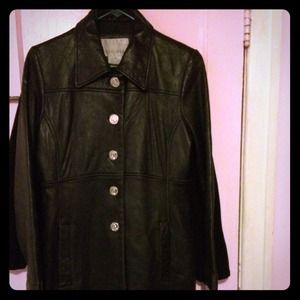 Nine West black leather coat