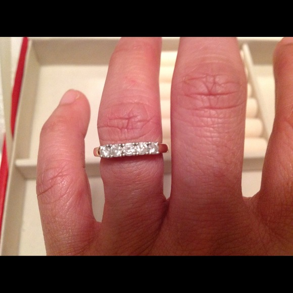 .35 Ctw Diamond 5 Stone two tone 14 K gold ring