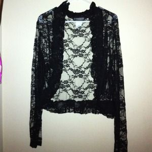 Long sleeve, black laced cardigan!