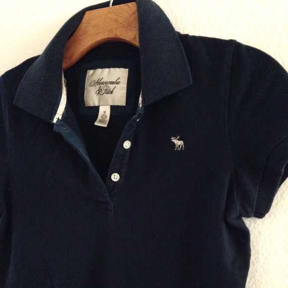 A & F Navy Fitted Polo Shirt, Medium - Picture 2 of 3