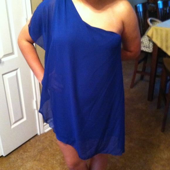Royal Blue Sexy One Shoulder Dress