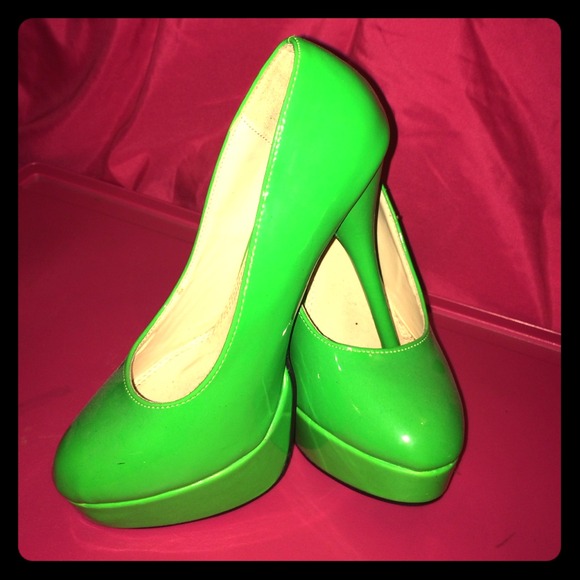 neon green high heels