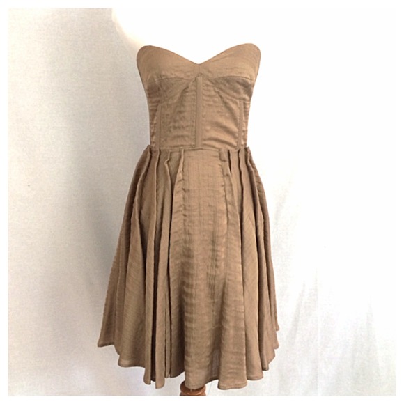 Brian Reyes Dresses & Skirts - Brian Reyes Caramel(Taupe) Bustier Ballerina Dress