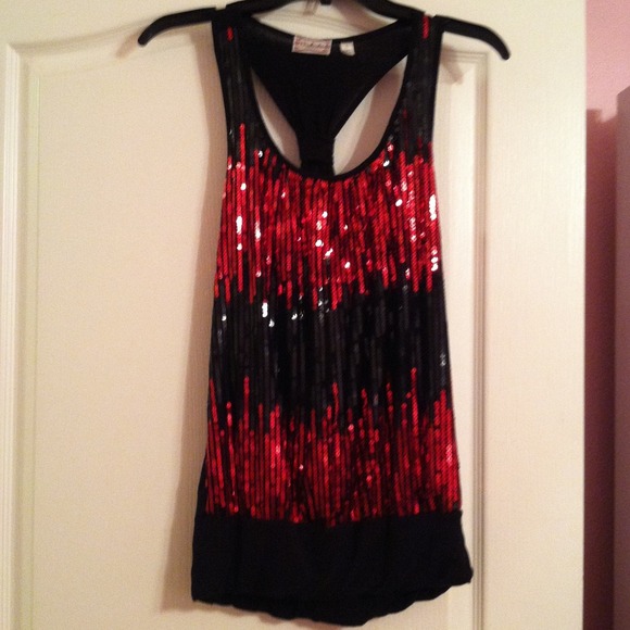 Reduced Black party shirt with red & black shimmer