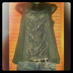 O'Neill black lace-front top