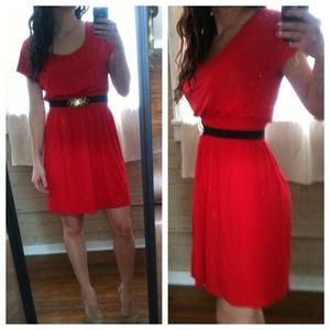 Cute and comfortable red dress.