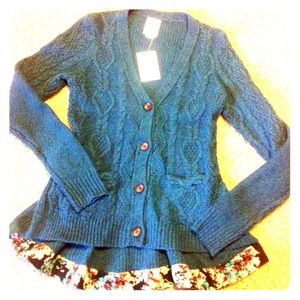 ( ANTHROPOLOGIE ) TEAL CARDIGAN SWEATER