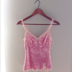 Express Pink Velvet and Lace Cami Top