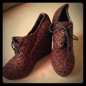 Brown & Black Cheetah Print Sneaker Wedge Heel