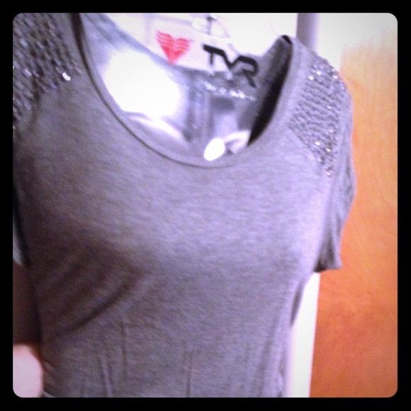 Bisoui Bisoui Long sparkle sleeve grey t shirt!