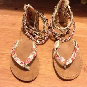 Floral gladiator sandals