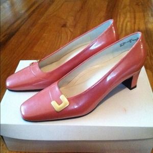 Coral Pink Patent Leather Heels by I Love Comfort