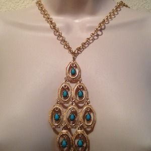 Stunning gold & teal necklace - new