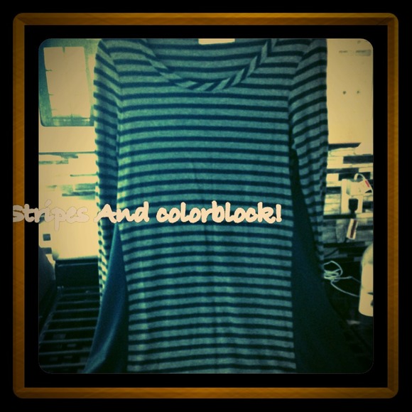 Striped long sleeve shirt with color blocking - Picture 1 of 1