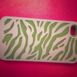 2 piece green and zebra Iphone 4/4s case