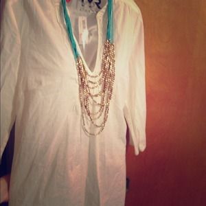 NWT light cotton 3/4 length sleeve ivory shirt