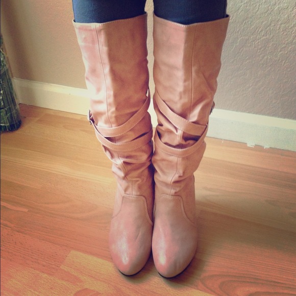 Brand new, dusty rose colored short heel boots.