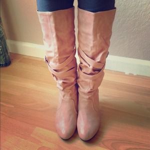 Brand new, dusty rose colored short heel boots.