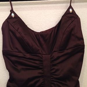 Nicole Miller brown satin ruched front dress sz6