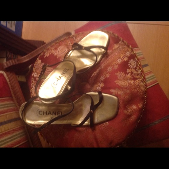 RESERVED !!!Strappy auth Chanel shoes black 7.5